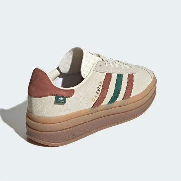 Adidas Women's Gazelle Bold Maple Leaf Platform Sneakers - Cream, Brown, Green - Picture 2 of 15